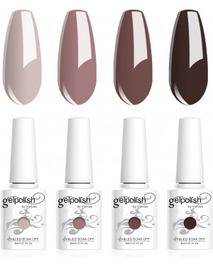 Vishine Semi-Permanent Gel Polish, Set of 4 Colors Nude Brown Chocolate Collection Nail Art Nail Polish UV LED Gel Polish Varnish Manicure 8ml C012
