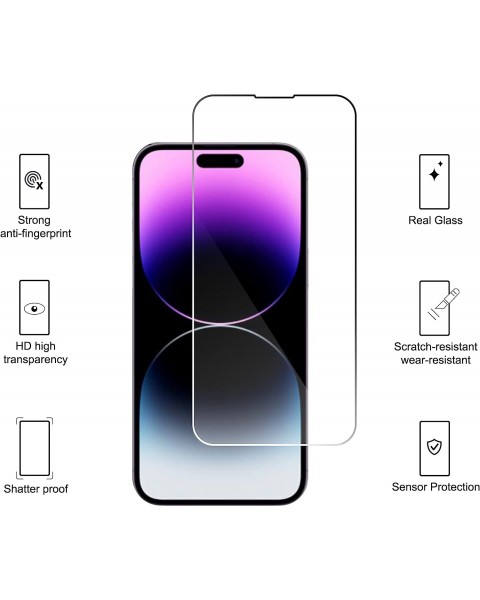 Ailun 3 Pack Screen Protector for iPhone 14 Pro Max[6.7 inch] + 3 Pack Camera Lens Protector,Sensor Protection,Dynamic Island Compatible,Case Friendly Tempered Glass Film,[9H Hardness] - HD