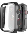Misxi 2 Pack Hard PC Case with Tempered Glass Screen Protector Compatible with Apple Watch Series 6 SE Series 5 Series 4 44mm, Black