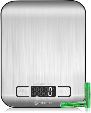 Etekcity Food Kitchen Scale, Digital Grams and Ounces for Weight Loss, Baking, Cooking, Keto and Meal Prep, LCD Display, Medium, 304 Stainless Steel