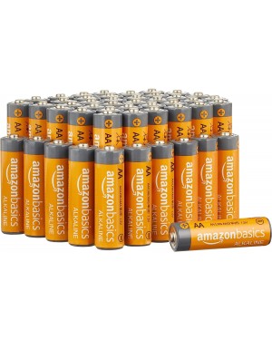 Amazon Basics 48 Pack AA High-Performance Alkaline Batteries, 10-Year Shelf Life, Easy to Open Value Pack