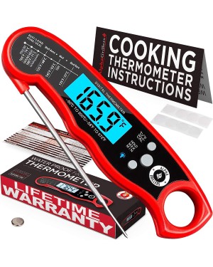 Alpha Grillers Instant Read Meat Thermometer for Grill and Cooking. Best Waterproof Ultra Fast Thermometer with Backlight &amp; Calibration. Digital Food Probe for Kitchen, Outdoor Grilling and BBQ!