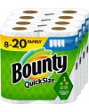 Bounty Quick Size Paper Towels, White, 8 Family Rolls = 20 Regular Rolls (Packaging May Vary)