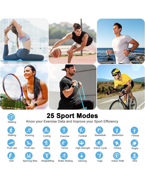 Smartwatch Women, 1.69'' Smart Watch Men Women 25 Sports Modes IP68 Waterproof Activity Bracelet with Heart Rate Monitor, Sleep Monitor Pedometer Message Notification for Android iOS 2023 [Energy Class A+++]