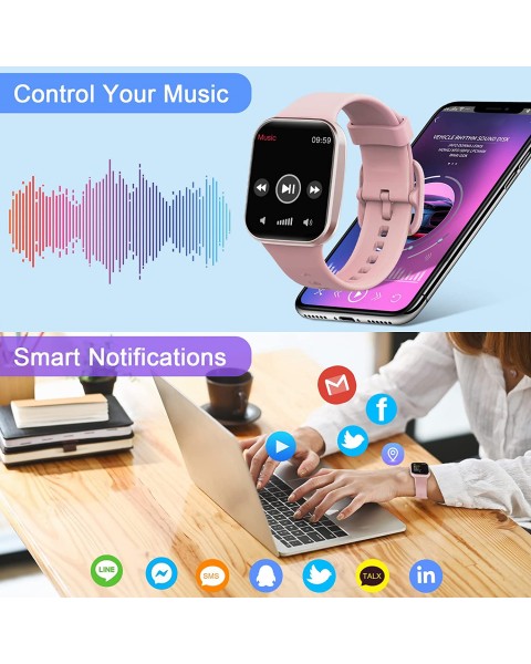 Smartwatch Women, 1.69'' Smart Watch Men Women 25 Sports Modes IP68 Waterproof Activity Bracelet with Heart Rate Monitor, Sleep Monitor Pedometer Message Notification for Android iOS 2023 [Energy Class A+++]