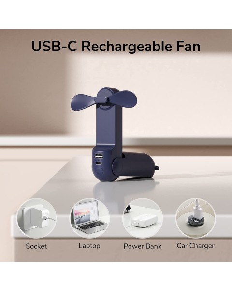 Handheld Mini Fan, 3 IN 1 Hand Fan, Portable USB Rechargeable Small Pocket Fan, Battery Operated Fan [14-21 Working Hours] with Power Bank, Flashlight Feature for Women,Travel,Outdoor-Pink, 1 Count (Pack of 1)
