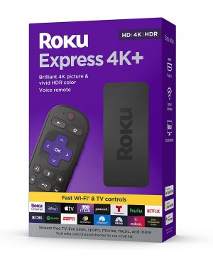 Roku Express 4K+ | Streaming Player HD/4K/HDR with Roku Voice Remote with TV Controls, Includes Premium HDMI Cable