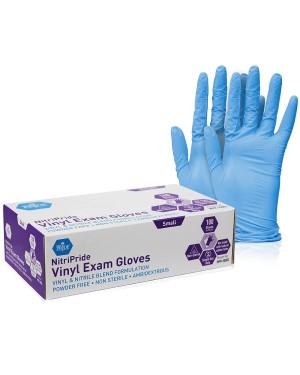 Med PRIDE NitriPride Nitrile-Vinyl Blend Exam Gloves, Large 1000 - Powder Free, Latex Free &amp; Rubber Free - Single Use Non-Sterile Protective Gloves for Medical Use, Cooking, Cleaning &amp; More
