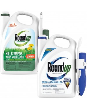 Roundup Ready-To-Use Weed &amp; Grass Killer III -- with Pump &#39;N Go 2 Sprayer, Use in &amp; Around Vegetable Gardens, Tree Rings, Flower Beds, Patios &amp; More, Kills to the Root, 1.33 gal.